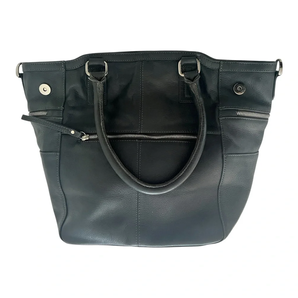 THE DAY & MOOD HANNAH BAG leather Anthropologie dual Handle removable strap Grey